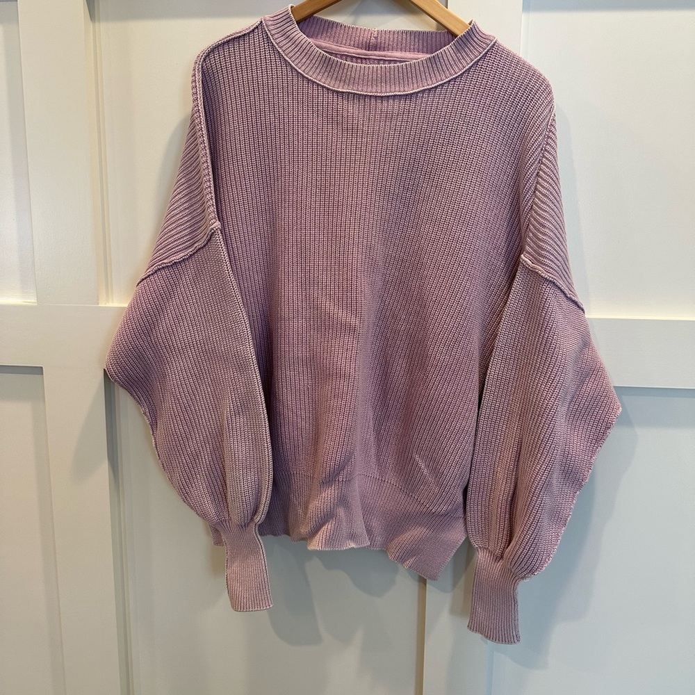 Aerie Purple Crewneck Sweater with Relaxed Fit